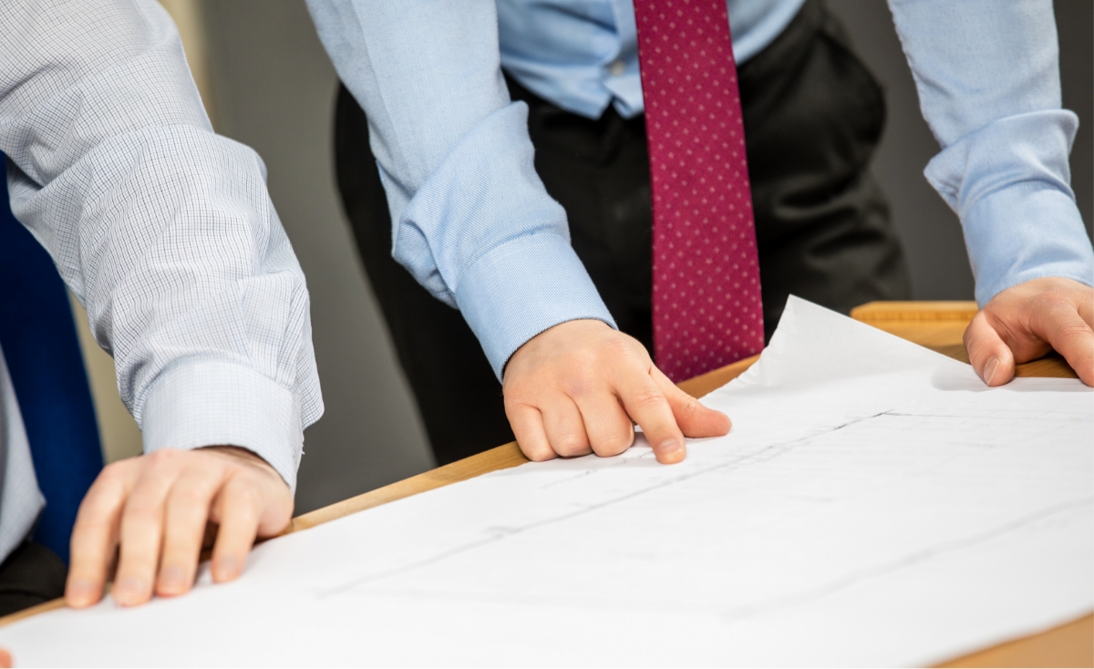 Staff members checking documents