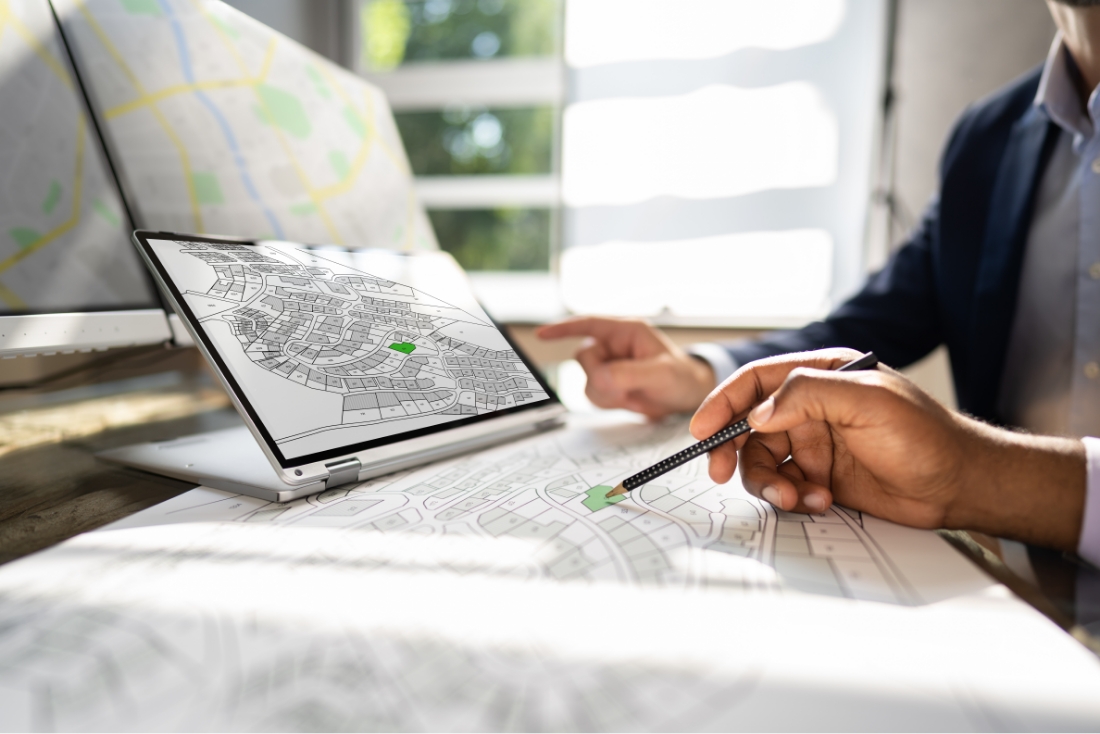 Map on desk and on laptop