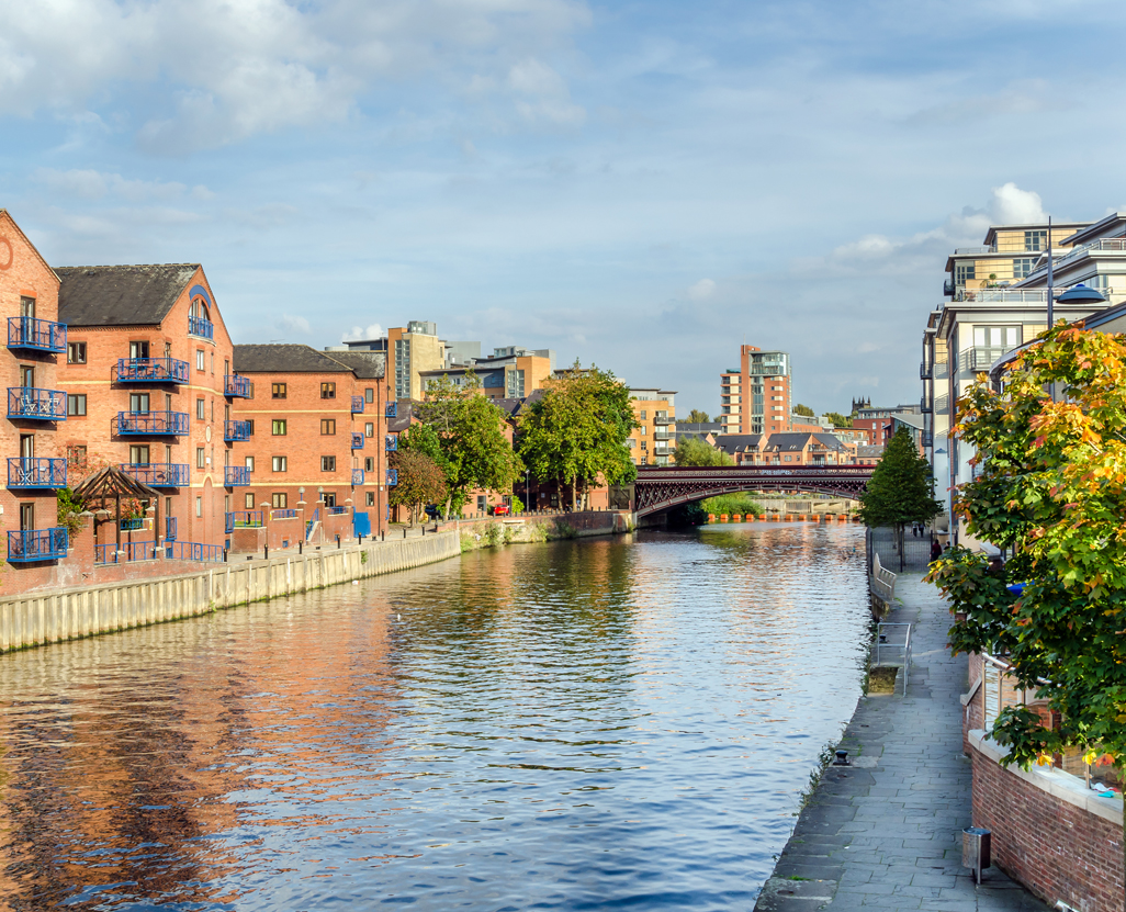 Photo of warehouses along river in Leeds